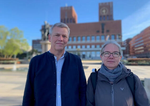Bildet viser fra venstre, nestleder Bård Eirik Ruud og leder Marianne Lange Krogh i Unio Oslo kommune.