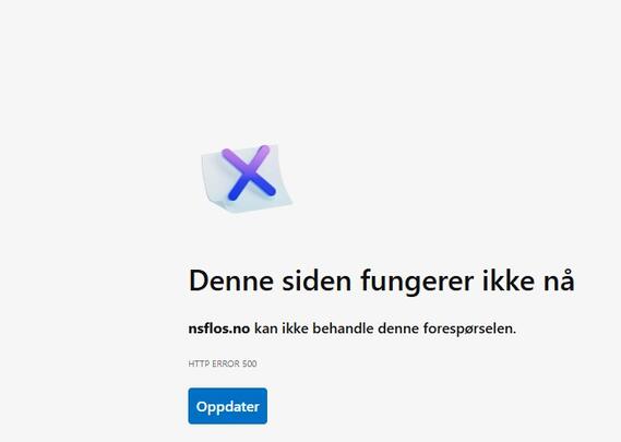 Bilde av en nettside som ikke fungerer