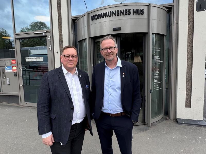 Unio kommune sitt forhandlingsutvalg ledes av Geir Røsvoll (t.h.) og med nestleder i Norsk Sykepleierforbund Kai Øivind Brenden som nestleder.